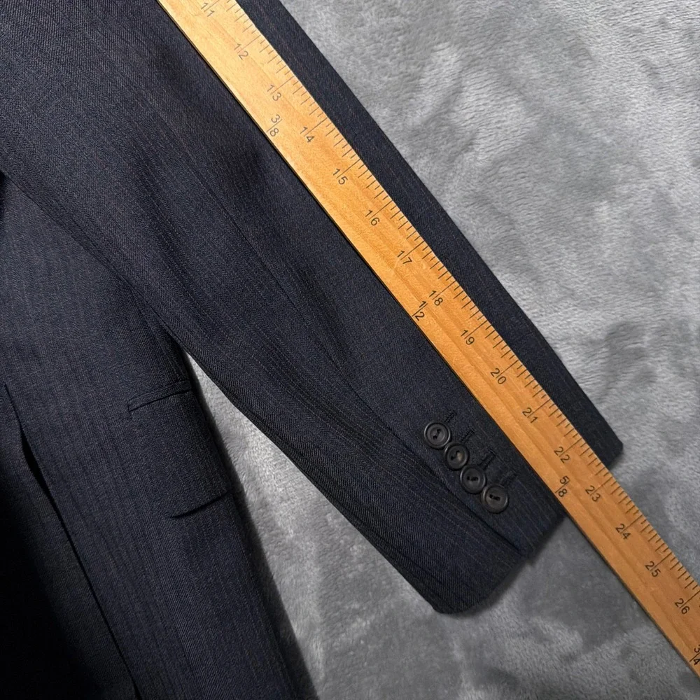 Vtg Sullivan Woolley Savile‎ Row Bespoke Blazer Mens 38 Gray Red Pinstripe Wool